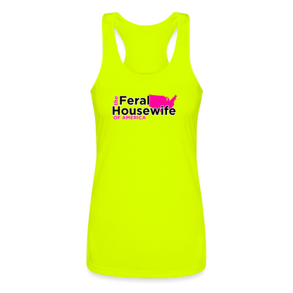 FERAL HOUSEWIFE Women’s Performance Racerback Tank Top - neon yellow