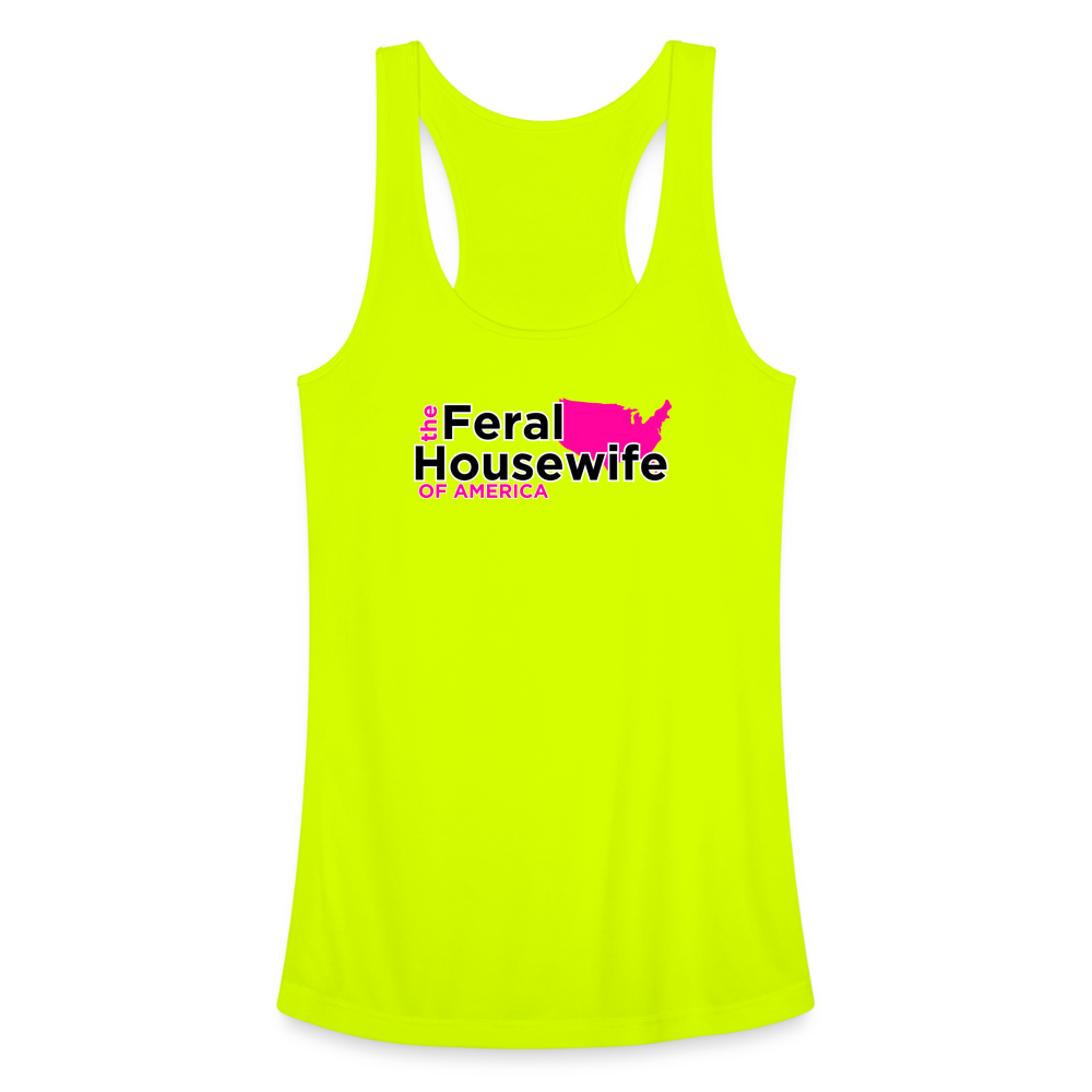 FERAL HOUSEWIFE Women’s Performance Racerback Tank Top - neon yellow