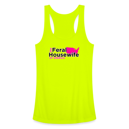 FERAL HOUSEWIFE Women’s Performance Racerback Tank Top - neon yellow