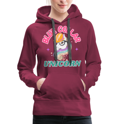BLUE COLLAR UNICORN Women’s Premium Hoodie - burgundy