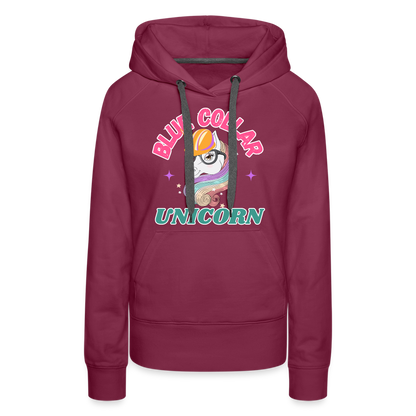 BLUE COLLAR UNICORN Women’s Premium Hoodie - burgundy