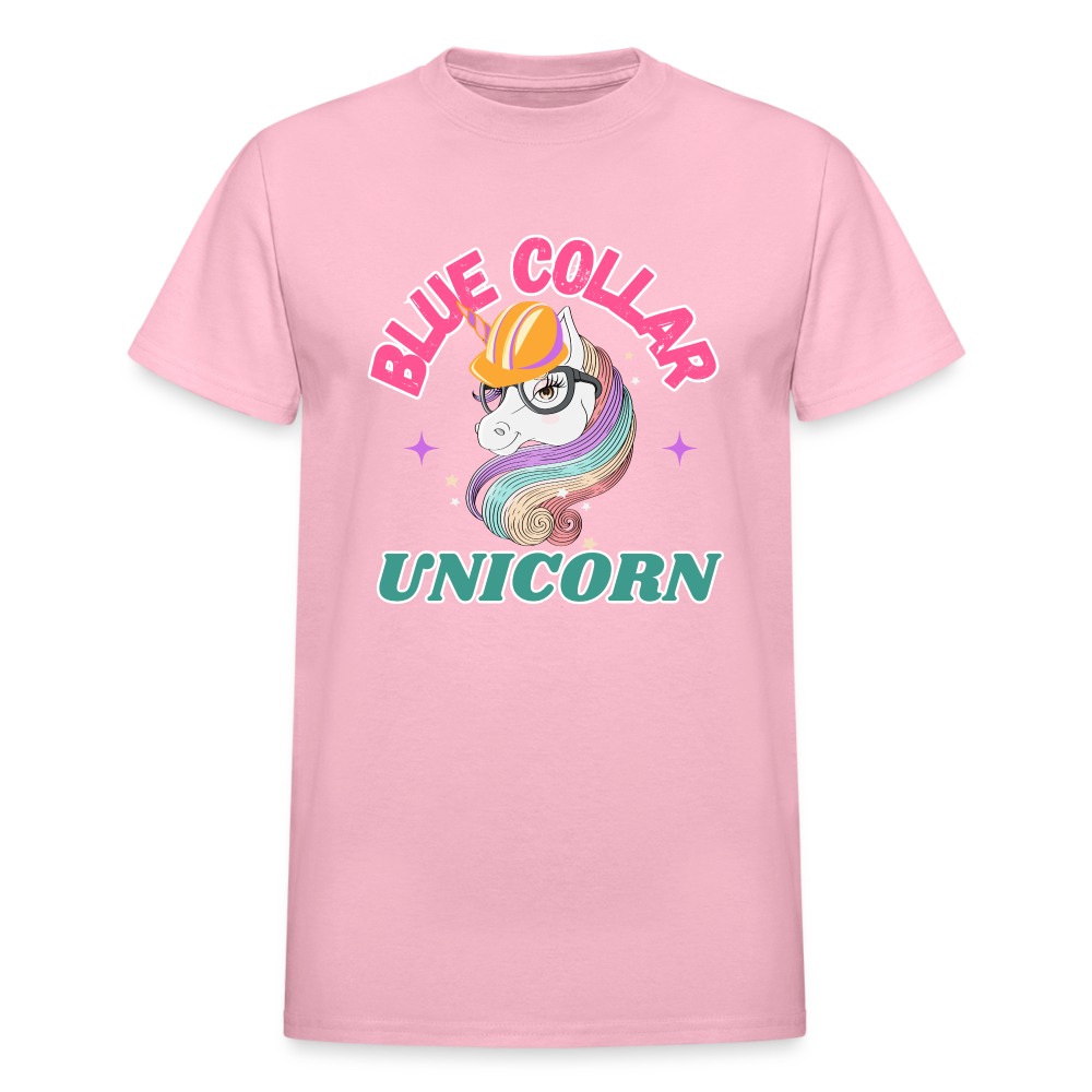 BLUE COLLAR UNICORN Gildan Ultra Cotton Adult T-Shirt - light pink