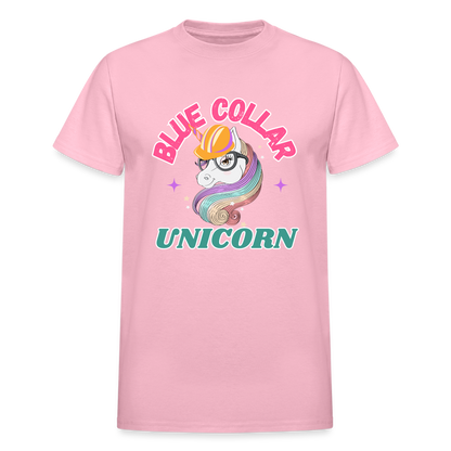 BLUE COLLAR UNICORN Gildan Ultra Cotton Adult T-Shirt - light pink
