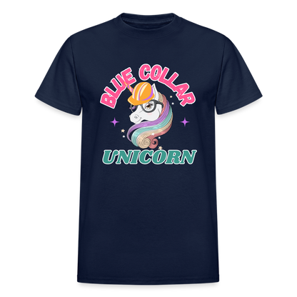 BLUE COLLAR UNICORN Gildan Ultra Cotton Adult T-Shirt - navy