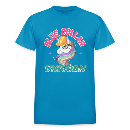 BLUE COLLAR UNICORN Gildan Ultra Cotton Adult T-Shirt - turquoise
