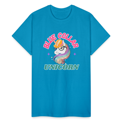 BLUE COLLAR UNICORN Gildan Ultra Cotton Adult T-Shirt - turquoise