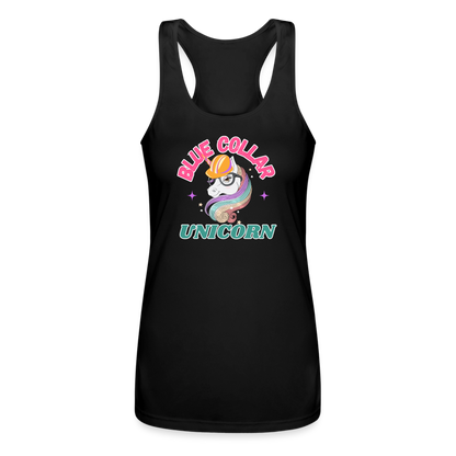 BLUE COLLAR UNICORN Women’s Performance Racerback Tank Top - black