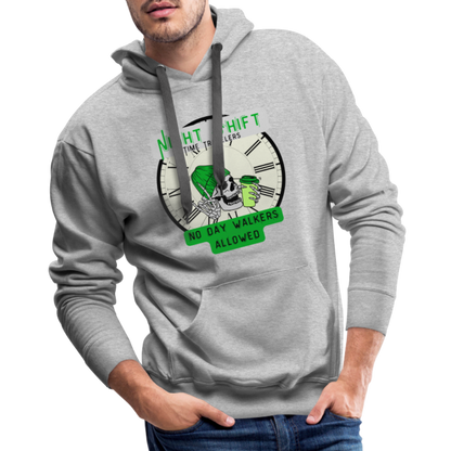 NIGHTSHIFT TIME TRAVELER NO DAY WALKERS ALLOWED Men’s Premium Hoodie - heather grey