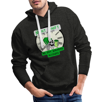 NIGHTSHIFT TIME TRAVELER NO DAY WALKERS ALLOWED Men’s Premium Hoodie - charcoal grey