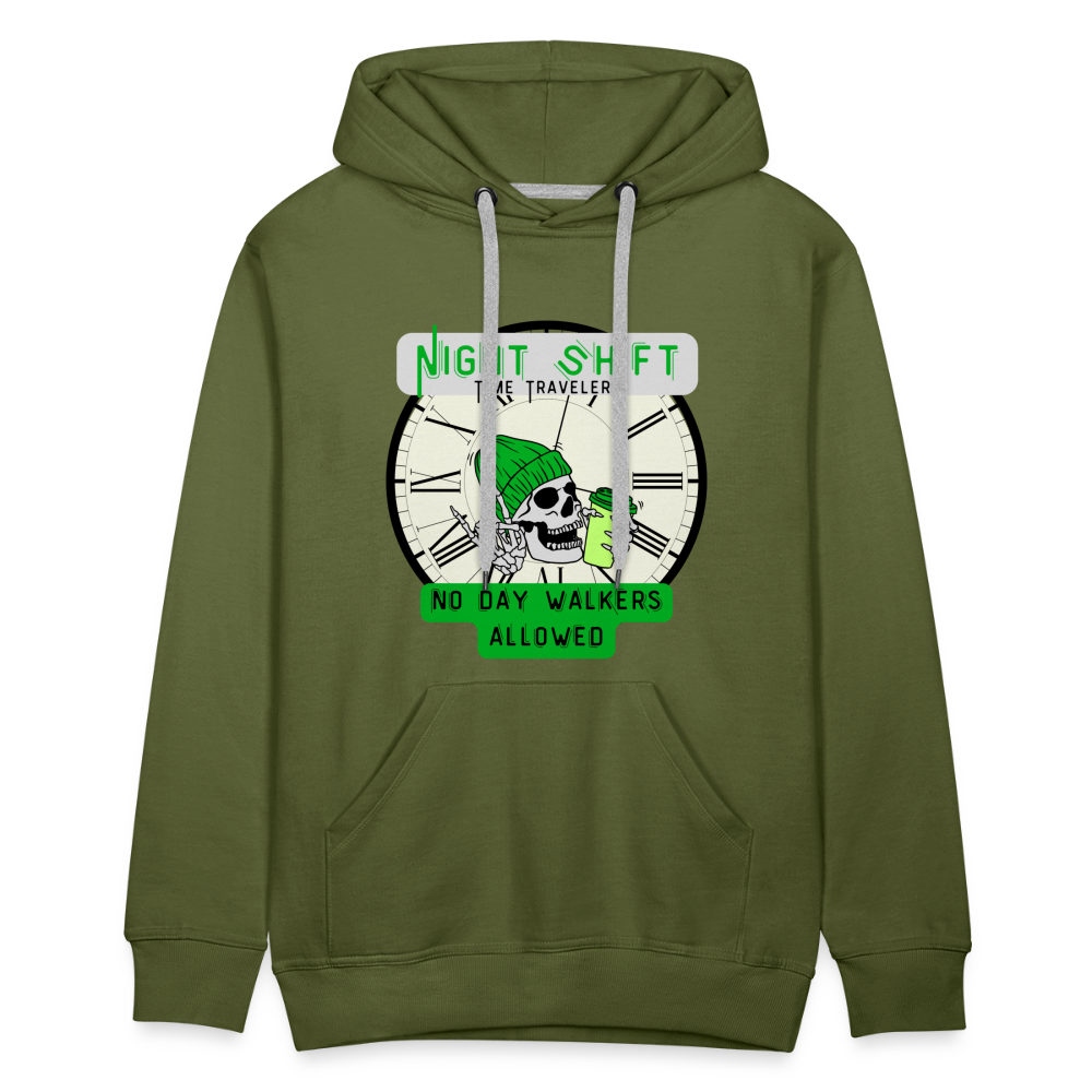 NIGHTSHIFT TIME TRAVELER NO DAY WALKERS ALLOWED Men’s Premium Hoodie - olive green