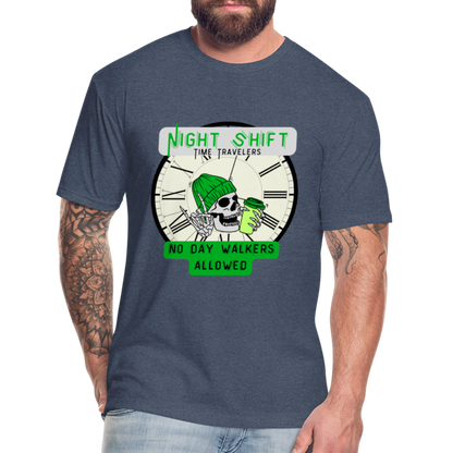 NO DAYWALKERS ALLOWED Fitted Cotton/Poly T-Shirt by Next Level - heather navy