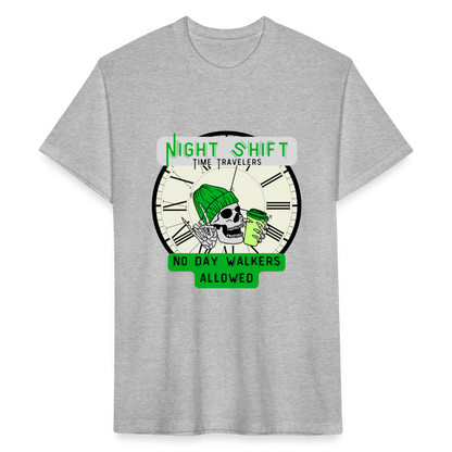 NO DAYWALKERS ALLOWED Fitted Cotton/Poly T-Shirt by Next Level - heather gray