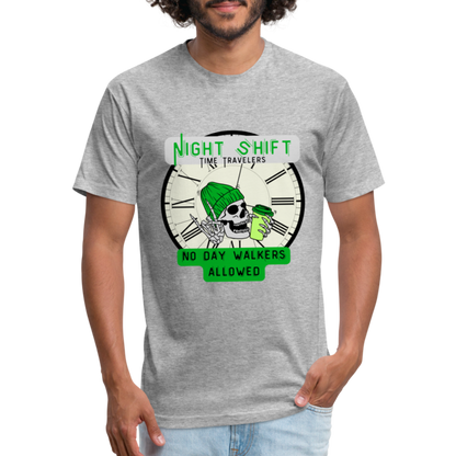 NO DAYWALKERS ALLOWED Fitted Cotton/Poly T-Shirt by Next Level - heather gray