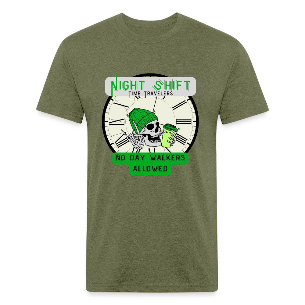 NO DAYWALKERS ALLOWED Fitted Cotton/Poly T-Shirt by Next Level - heather military green