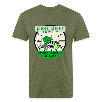 NO DAYWALKERS ALLOWED Fitted Cotton/Poly T-Shirt by Next Level - heather military green