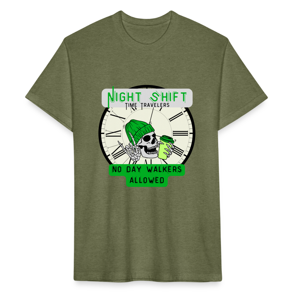 NO DAYWALKERS ALLOWED Fitted Cotton/Poly T-Shirt by Next Level - heather military green