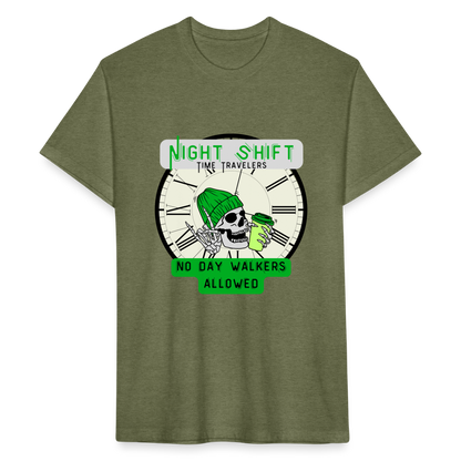 NO DAYWALKERS ALLOWED Fitted Cotton/Poly T-Shirt by Next Level - heather military green