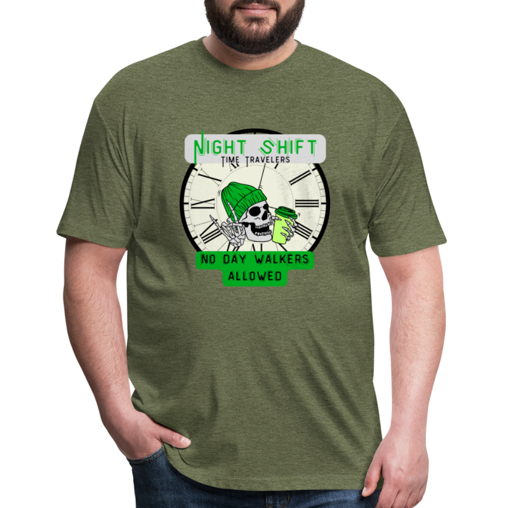 NO DAYWALKERS ALLOWED Fitted Cotton/Poly T-Shirt by Next Level - heather military green