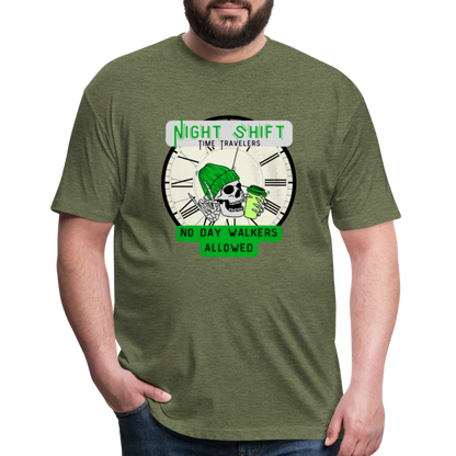 NO DAYWALKERS ALLOWED Fitted Cotton/Poly T-Shirt by Next Level - heather military green