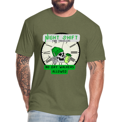 NO DAYWALKERS ALLOWED Fitted Cotton/Poly T-Shirt by Next Level - heather military green