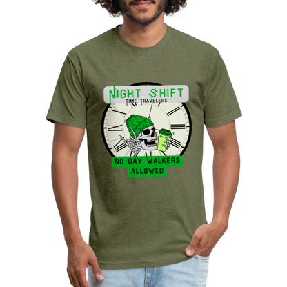 NO DAYWALKERS ALLOWED Fitted Cotton/Poly T-Shirt by Next Level - heather military green