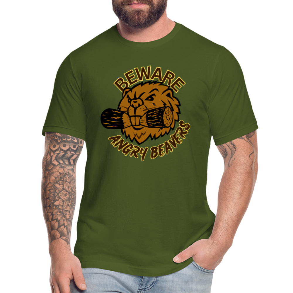 Angry Beaver Unisex Jersey T-Shirt by Bella + Canvas - olive