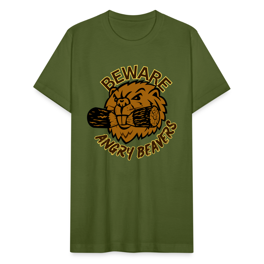 Angry Beaver Unisex Jersey T-Shirt by Bella + Canvas - olive