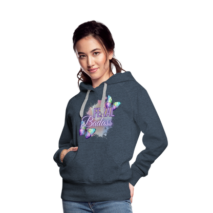 Feral Badass Women’s Premium Hoodie - heather denim