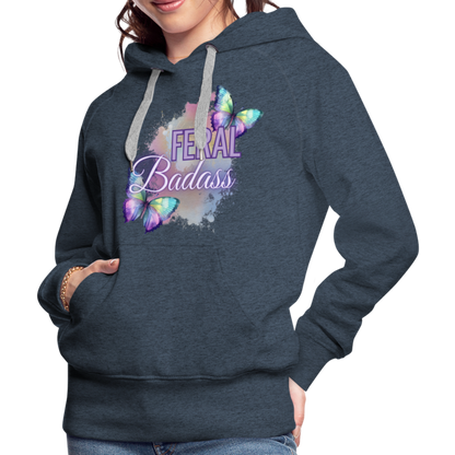 Feral Badass Women’s Premium Hoodie - heather denim