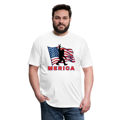 Merica Fitted Cotton/Poly T-Shirt by Next Level - white