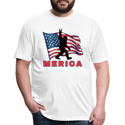 Merica Fitted Cotton/Poly T-Shirt by Next Level - white