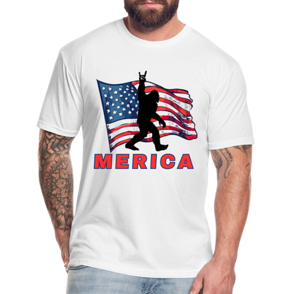 Merica Fitted Cotton/Poly T-Shirt by Next Level - white