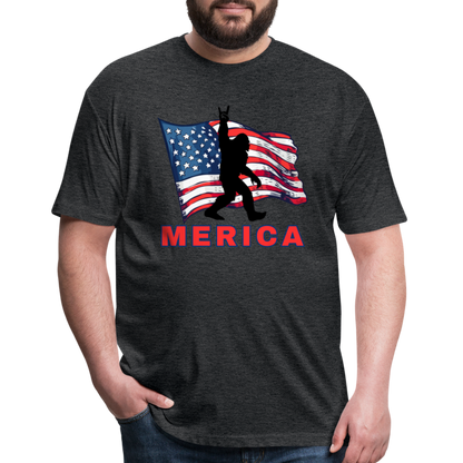 Merica Fitted Cotton/Poly T-Shirt by Next Level - heather black
