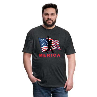 Merica Fitted Cotton/Poly T-Shirt by Next Level - heather black