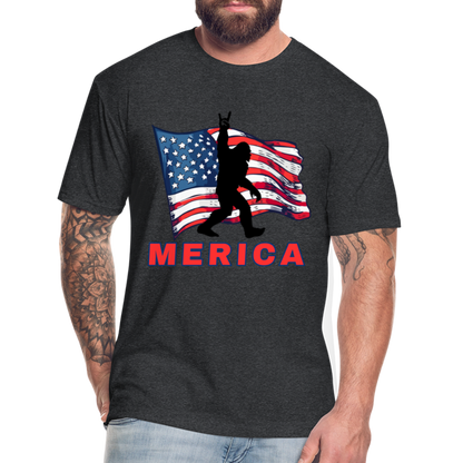 Merica Fitted Cotton/Poly T-Shirt by Next Level - heather black