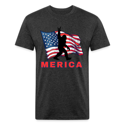 Merica Fitted Cotton/Poly T-Shirt by Next Level - heather black