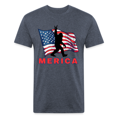 Merica Fitted Cotton/Poly T-Shirt by Next Level - heather navy