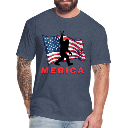 Merica Fitted Cotton/Poly T-Shirt by Next Level - heather navy