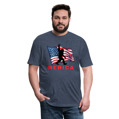 Merica Fitted Cotton/Poly T-Shirt by Next Level - heather navy