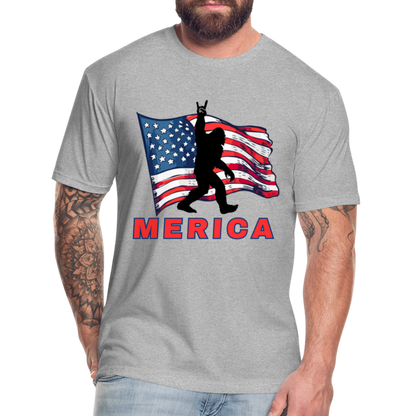Merica Fitted Cotton/Poly T-Shirt by Next Level - heather gray
