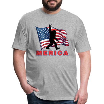 Merica Fitted Cotton/Poly T-Shirt by Next Level - heather gray
