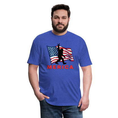 Merica Fitted Cotton/Poly T-Shirt by Next Level - heather royal