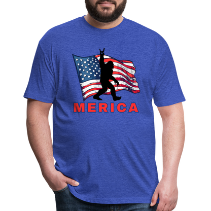 Merica Fitted Cotton/Poly T-Shirt by Next Level - heather royal