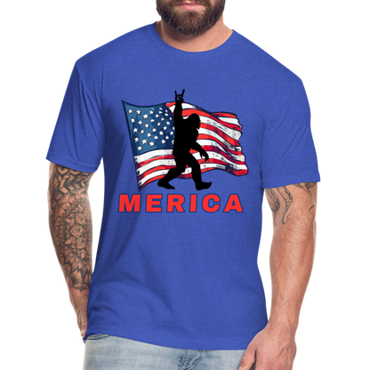Merica Fitted Cotton/Poly T-Shirt by Next Level - heather royal