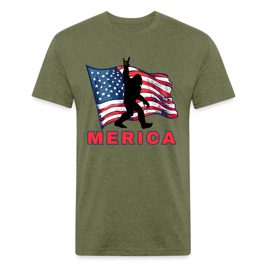 Merica Fitted Cotton/Poly T-Shirt by Next Level - heather military green