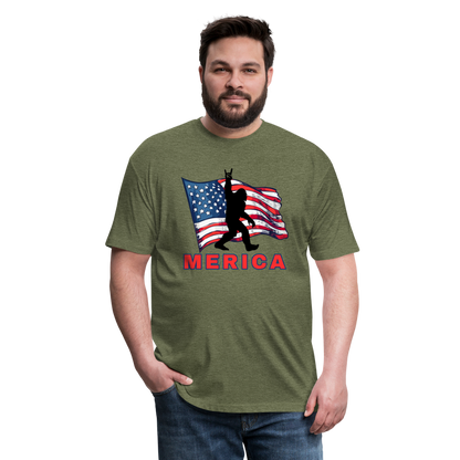 Merica Fitted Cotton/Poly T-Shirt by Next Level - heather military green