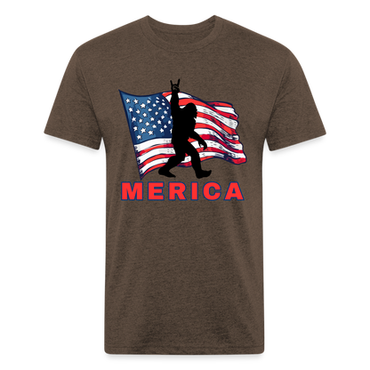 Merica Fitted Cotton/Poly T-Shirt by Next Level - heather espresso