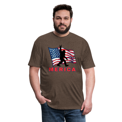 Merica Fitted Cotton/Poly T-Shirt by Next Level - heather espresso