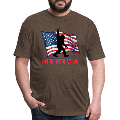 Merica Fitted Cotton/Poly T-Shirt by Next Level - heather espresso