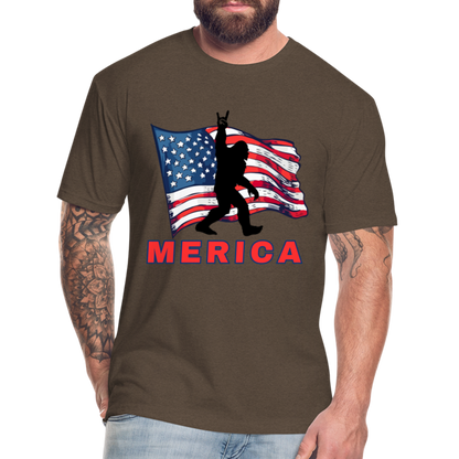 Merica Fitted Cotton/Poly T-Shirt by Next Level - heather espresso